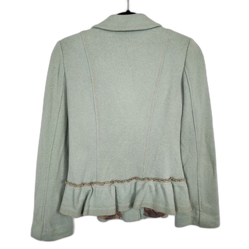 Nanette Lepore Vintage Ruffle Pale Green Blazer Jacket Size S - Picture 2 of 9